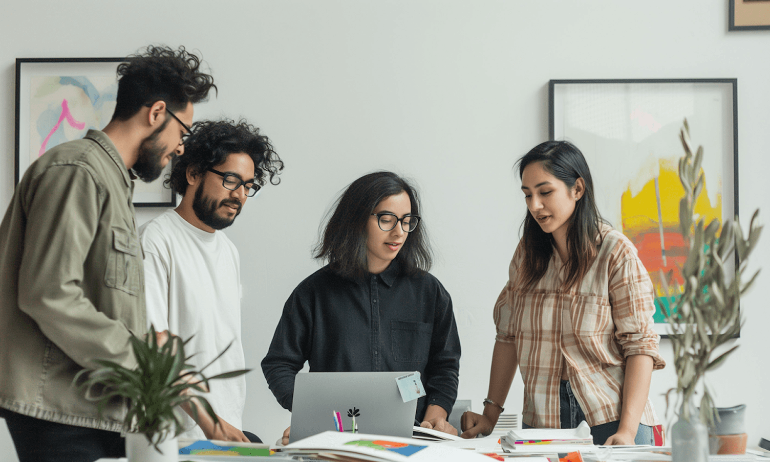 Team collaborating around a table